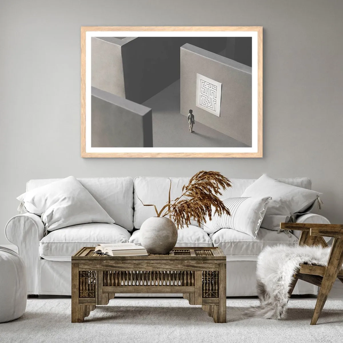 Poster in light oak frame - But Where Am I? - 100x70 cm