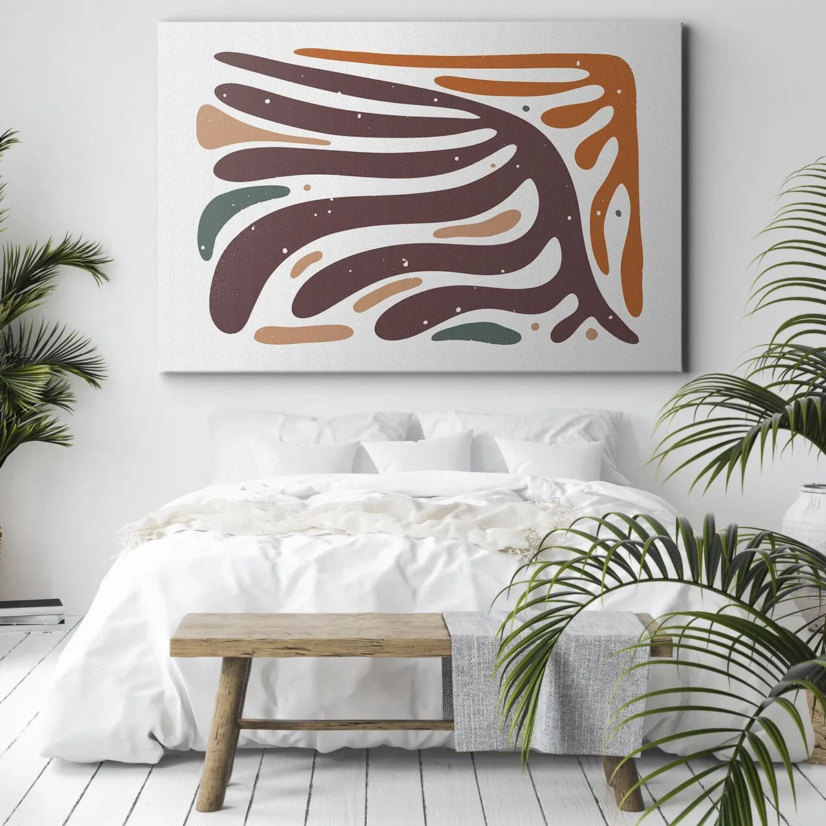 Canvas picture - Organic pattern with radiant lines in warm shades - 70x50cm - Radiant Organic Composition - Modern wall decoration for the living room and bedroom ARTTOR