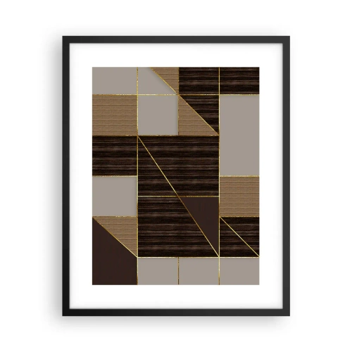 Poster in black frame - Mosaic of Brown and Gold - 40x50 cm