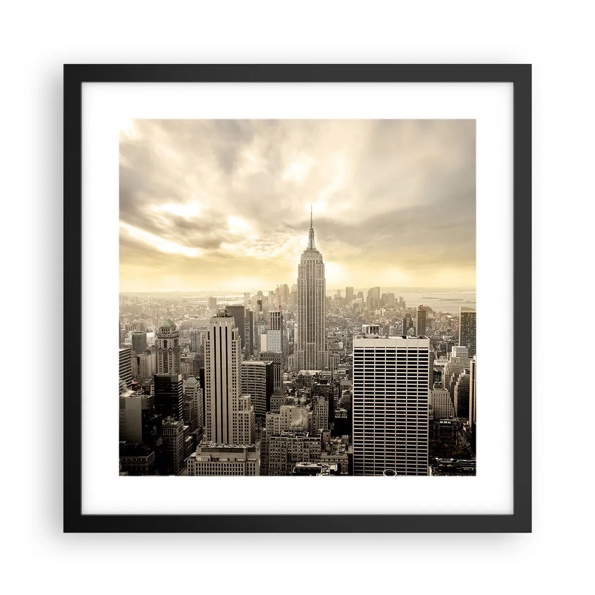 Poster in black frame - New York Woven in Grey - 40x40 cm
