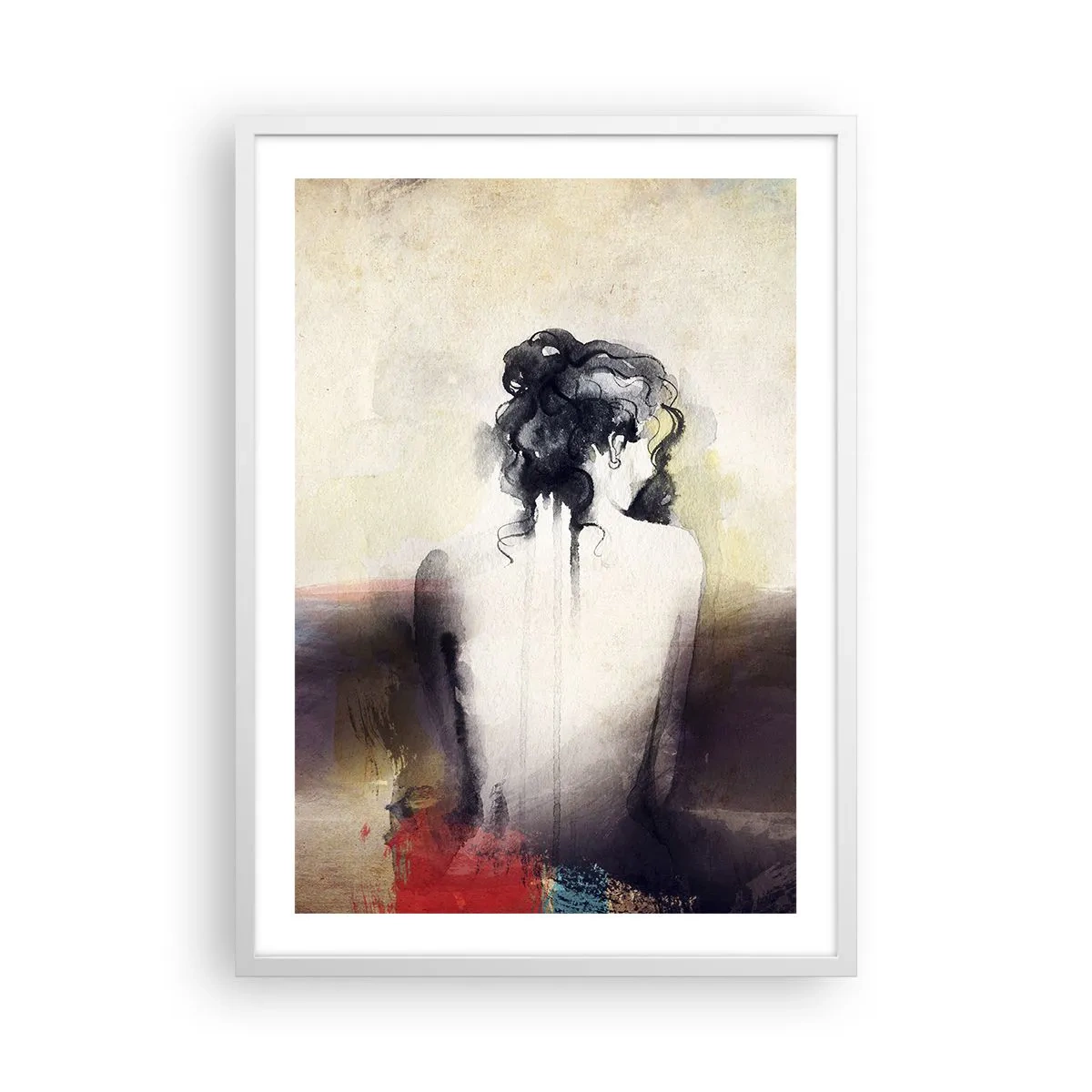 Poster in white frmae - Gentle Lines, Oval Shapes - 50x70 cm