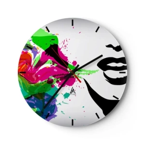 Wall clock - Clock on glass - Tale in Colours of a Rainbow - 40x40 cm