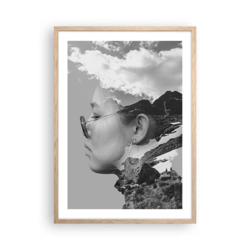 Poster in light oak frame - Cloudy Portrait - 50x70 cm