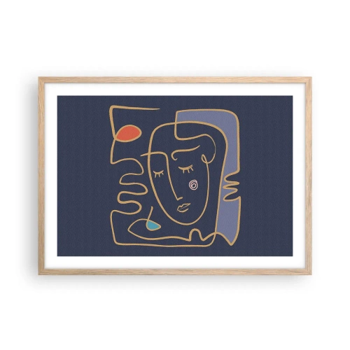 Poster in light oak frame - Deeply In Thoughts - 70x50 cm