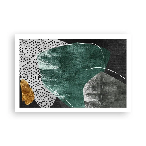 Poster - Colourful Abstract with a Golden Petal - 91x61 cm