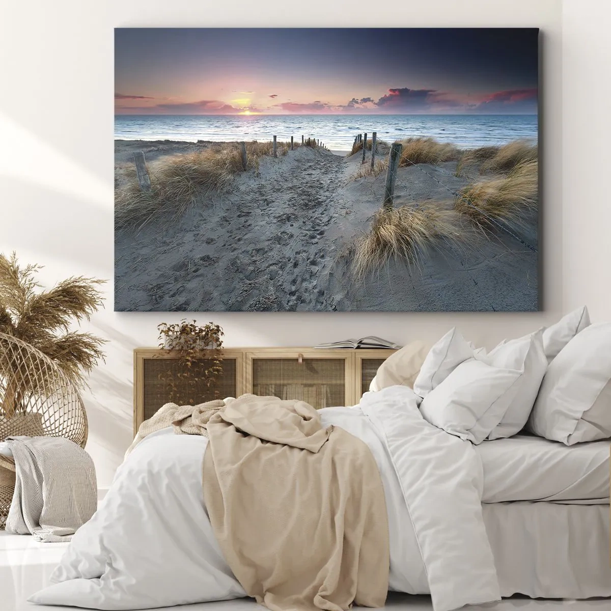 Canvas picture - Path leading to the beach at sunset - 70x50cm - You Have Spilled a Rainbow of Sparkles… - Modern wall decoration for the living room and bedroom ARTTOR