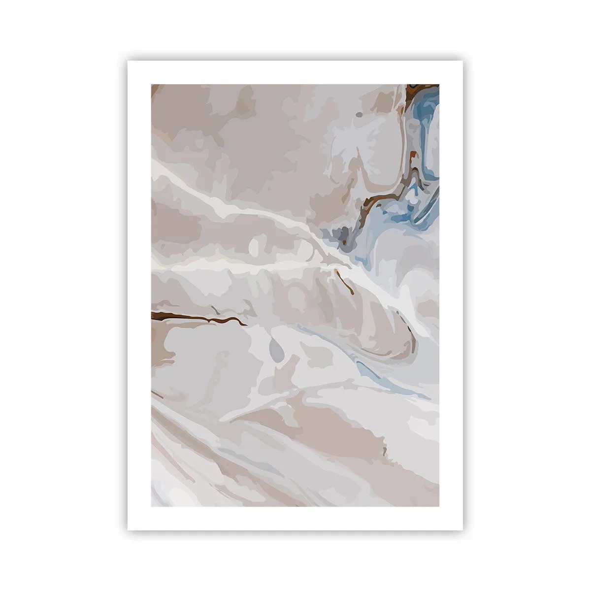 Poster - Blue Meanders under White - 50x70 cm