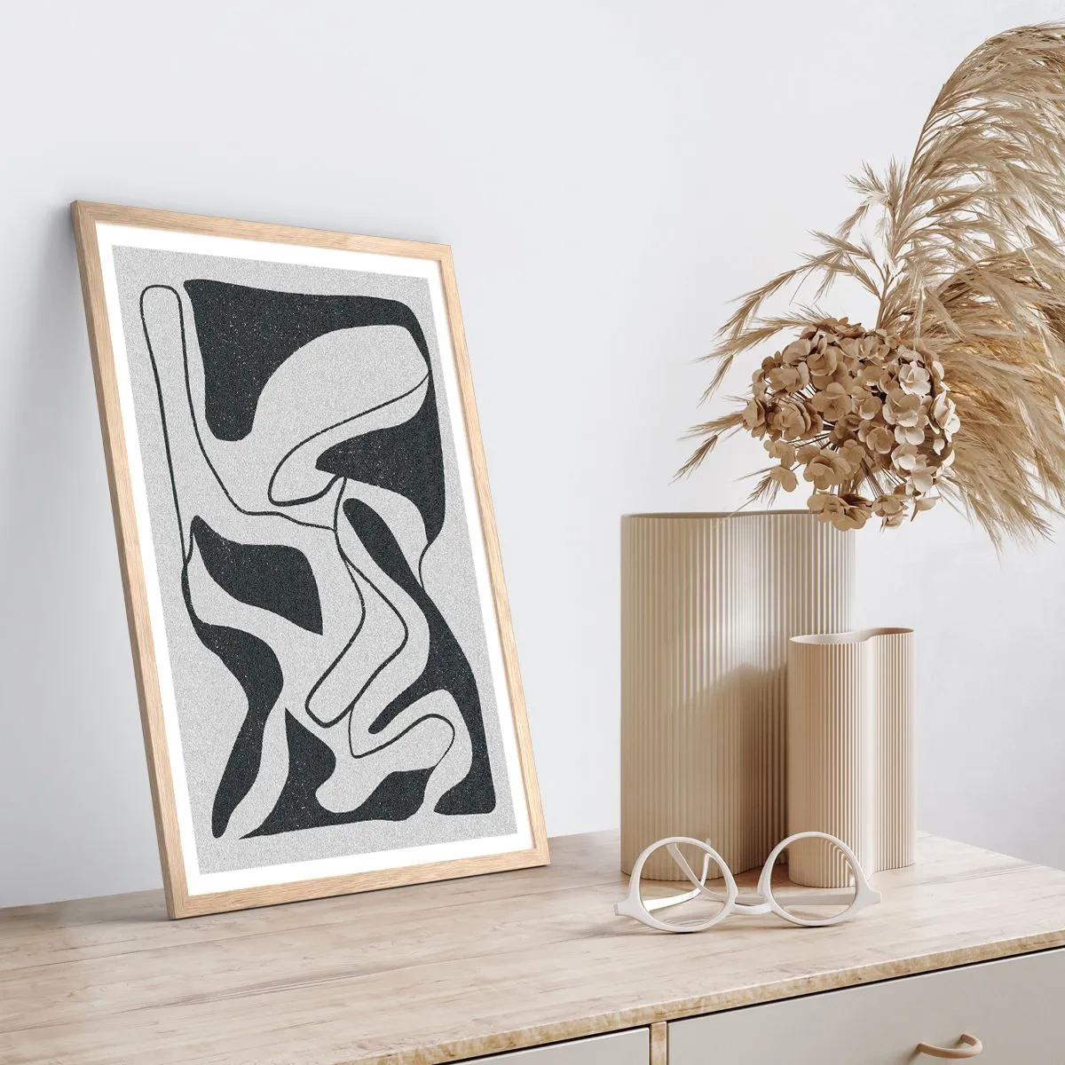 Poster in light oak frame - Abstract Fun in a Maze - 30x40 cm