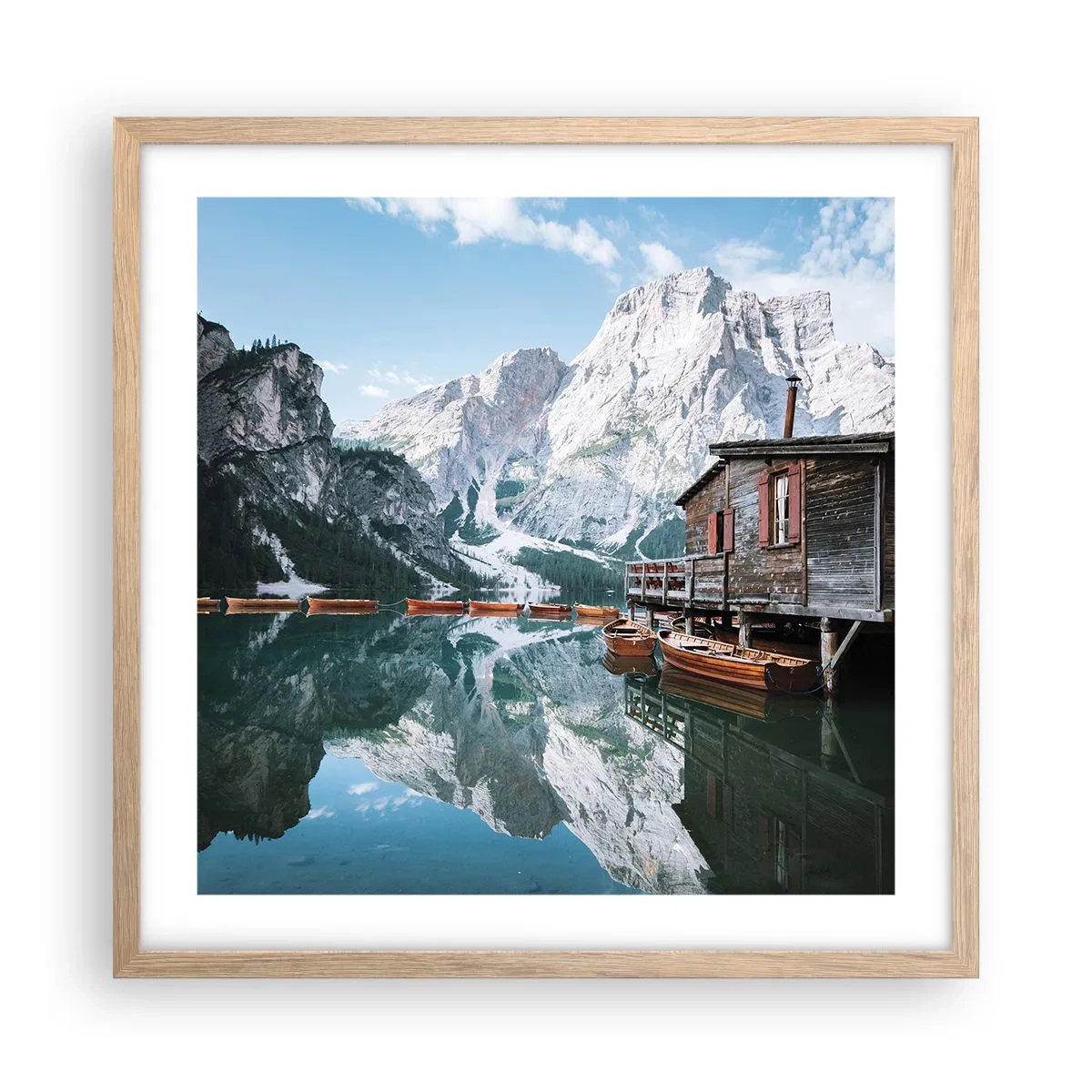 Poster in light oak frame - Crystal, Mountain Morning - 50x50 cm