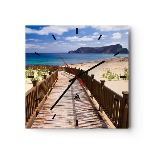 Wall clock - Clock on glass - Take Me to Happy Islands - 30x30 cm