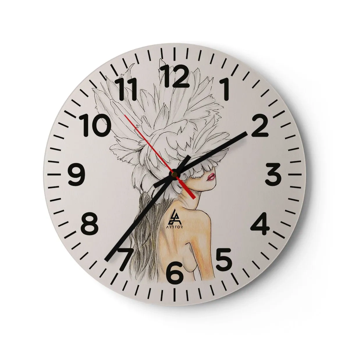 Wall clock - Clock on glass - Crowned Beauty - 40x40 cm