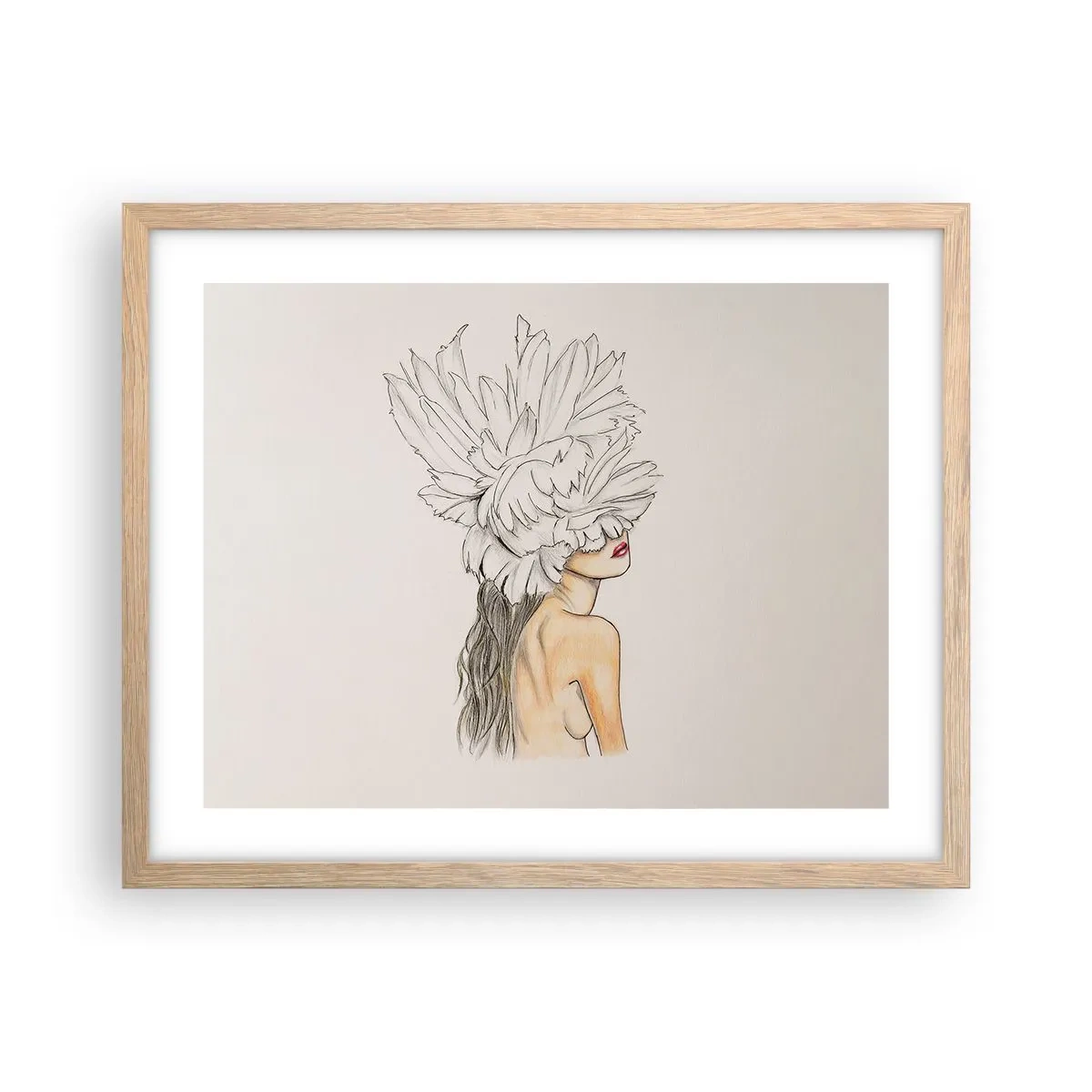 Poster in light oak frame - Crowned Beauty - 50x40 cm
