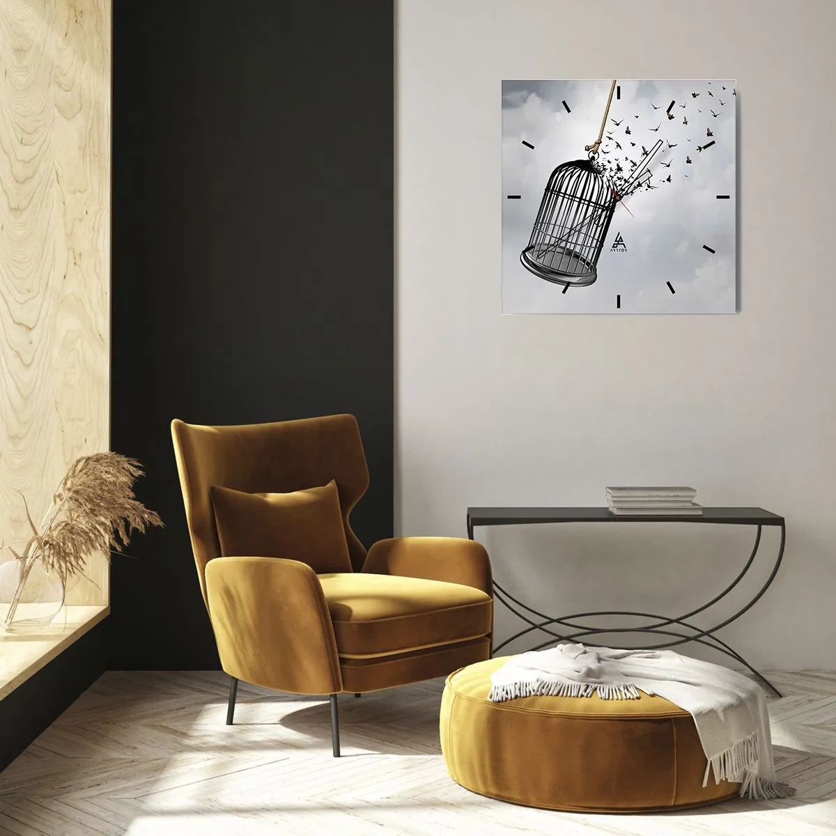 Wall clock - Clock on glass - Faith…Hope…Freedom! - 40x40 cm
