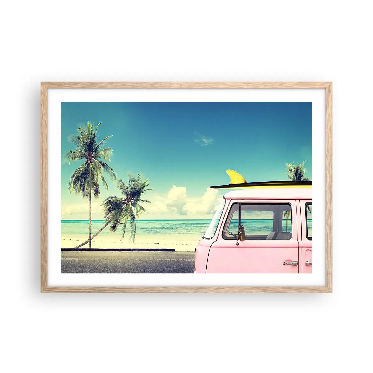Poster in light oak frame - Holiday Time - 70x50 cm