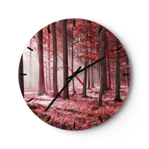 Wall clock - Clock on glass - Red Equally Beautiful - 40x40 cm