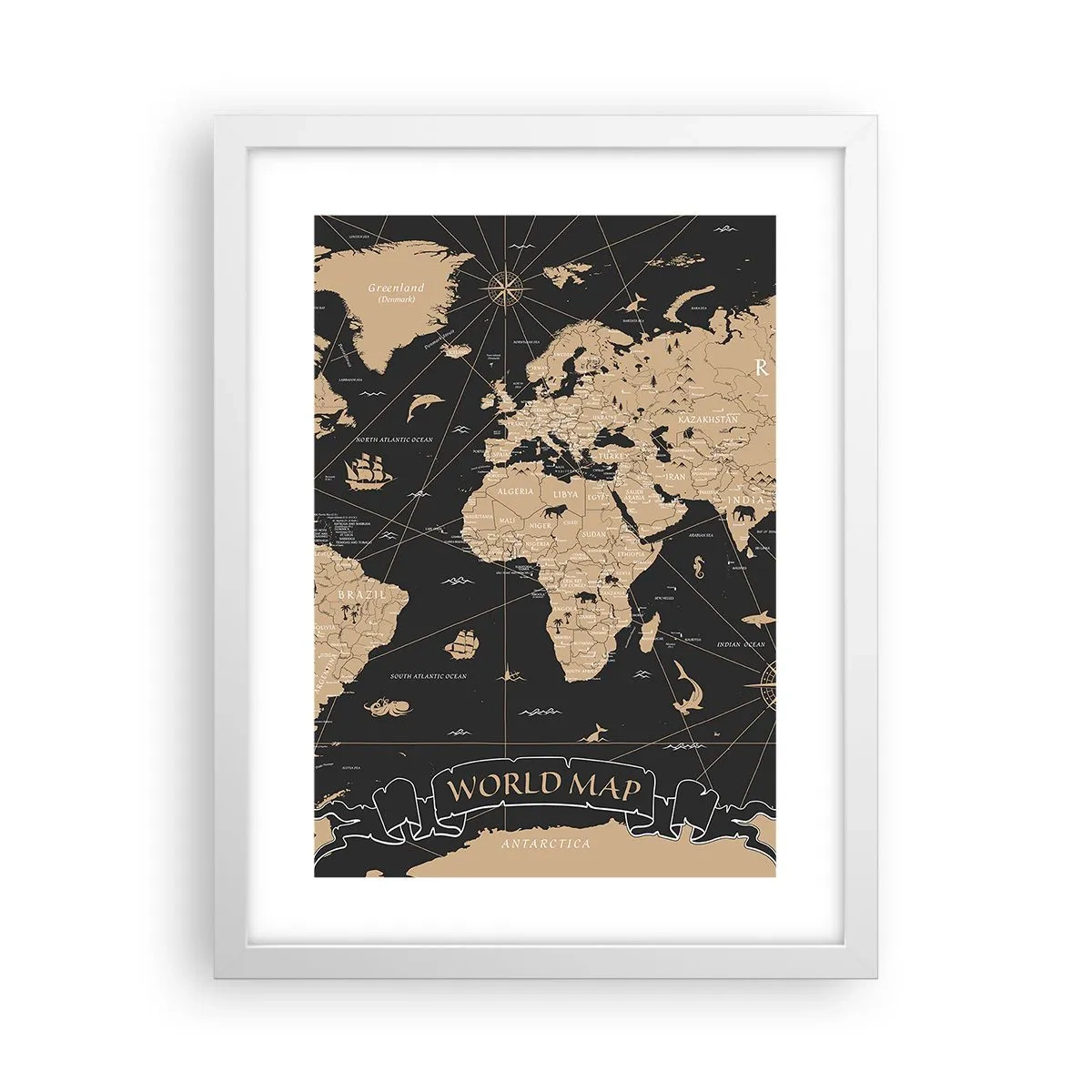 Poster in white frmae - Borders of My World - 30x40 cm