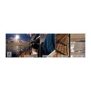 Photo Wallpaper Sample Premium Canvas - Under the Sails towards the Sun - Nautical, Yacht, Sea - 100x30 cm