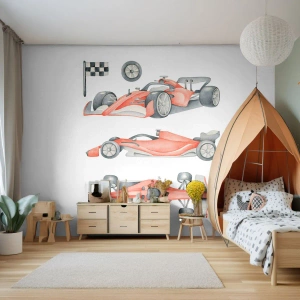 Custom Self-Adhesive Wallpaper Deluxe Sticker - Race for the Dreams - Race cars, Cars, Children's