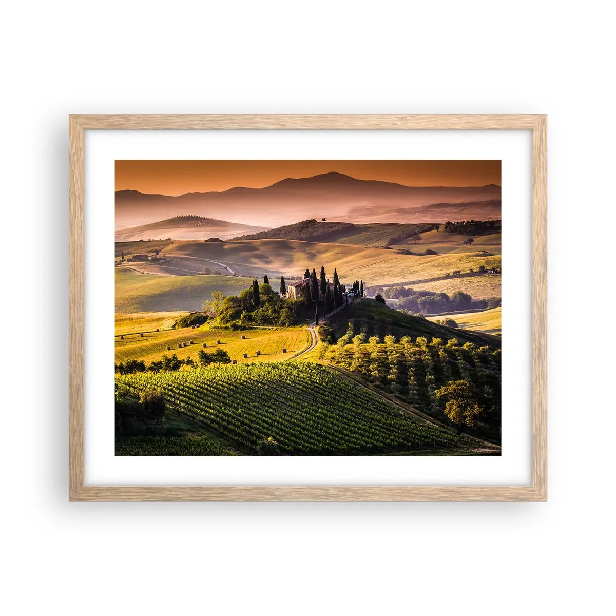 Poster in light oak frame - Arcadia - Tuscan Landscape - 50x40 cm