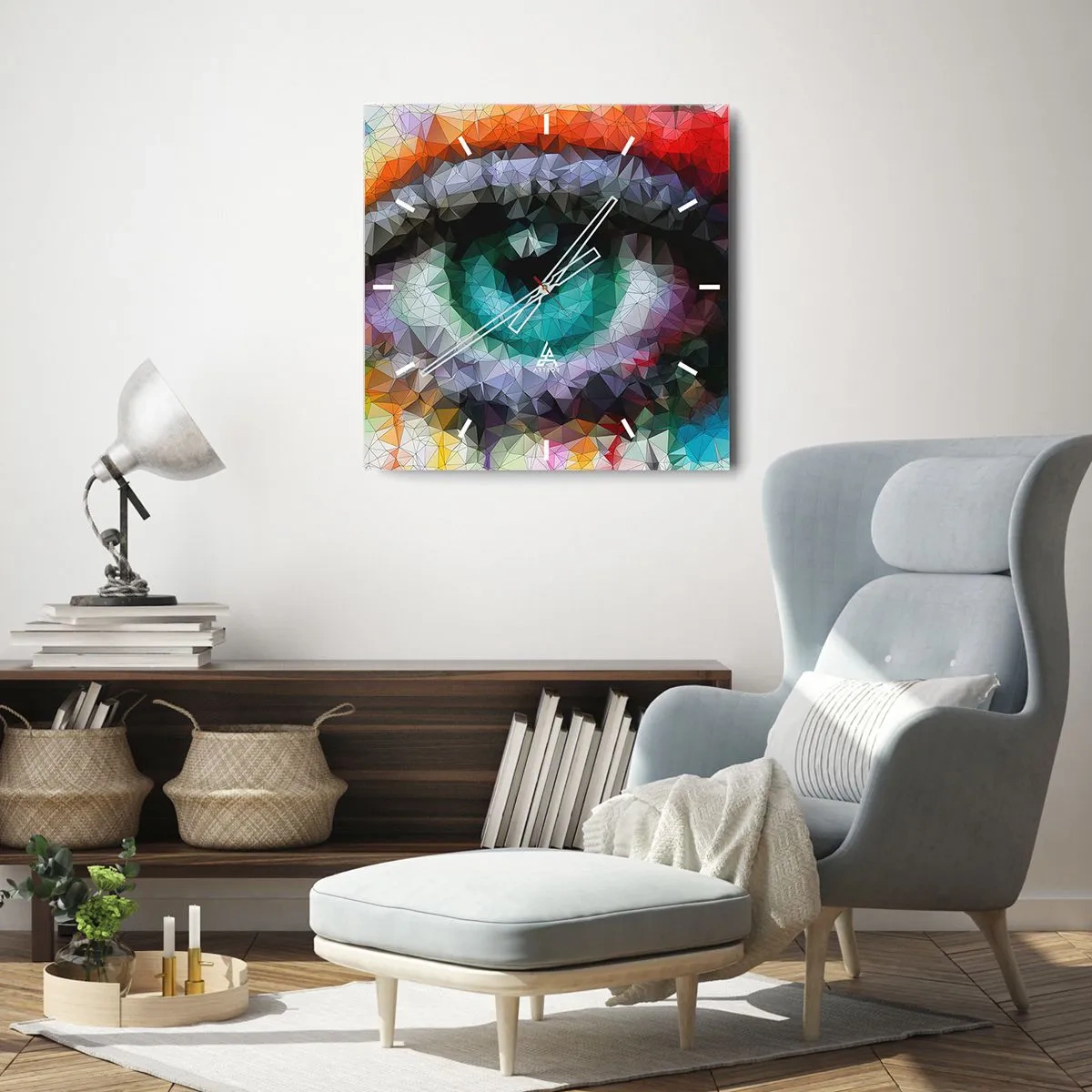 Wall clock - Clock on glass - Crystal Clear Eyes - 30x30 cm