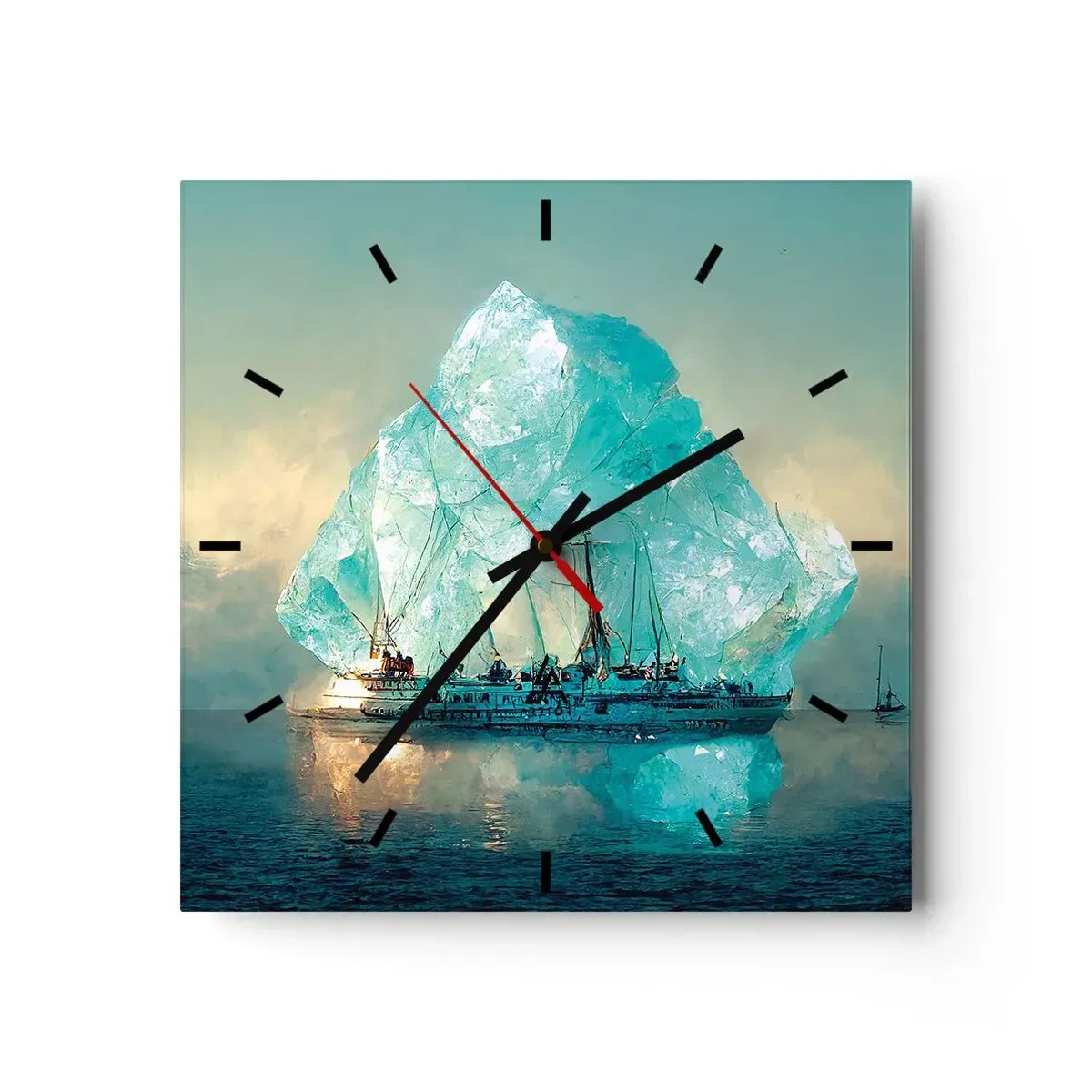 Wall clock - Clock on glass - Arctic Diamond - 40x40 cm