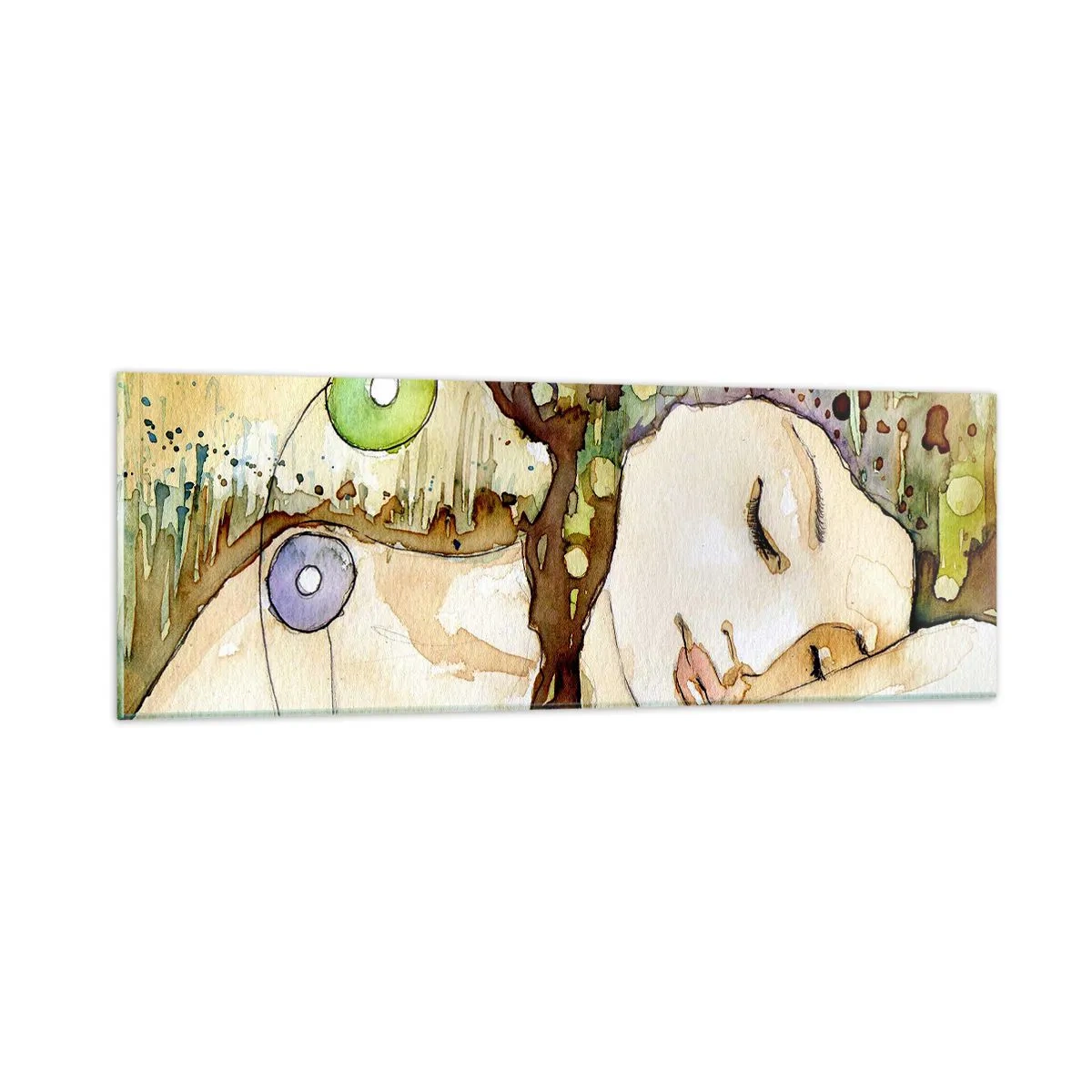 Glass picture - Emerald and Violet Dream - 90x30 cm