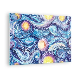 Glass picture - An abstract interpretation of the Starry Night in intense colors - 70x50cm - From Van Gogh's Picture - Modern wall decoration for the living room and bedroom ARTTOR