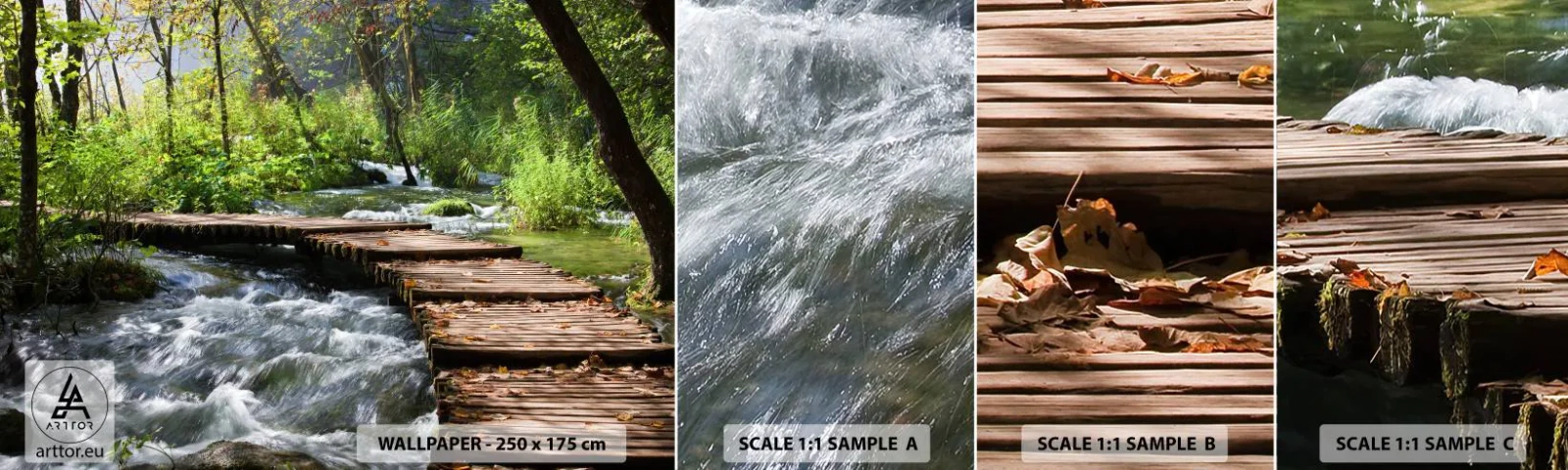 Photo Wallpaper Sample Standard Eco - By the Foamy Cascade - Landscape, Croatia, Nature - 100x30 cm