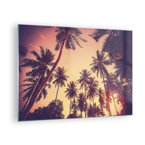 Glass picture - Palm trees in the rays of the setting sun - 70x50cm - Tropical Variation - Modern wall decoration for the living room and bedroom ARTTOR