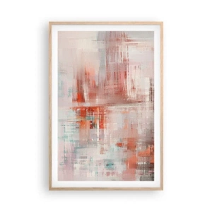 Poster in light oak frame - Foggy but Pink - 61x91 cm