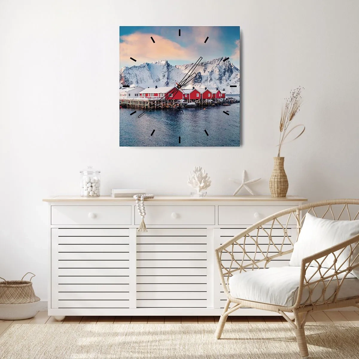 Wall clock - Clock on glass - Northern Retreat - 30x30 cm