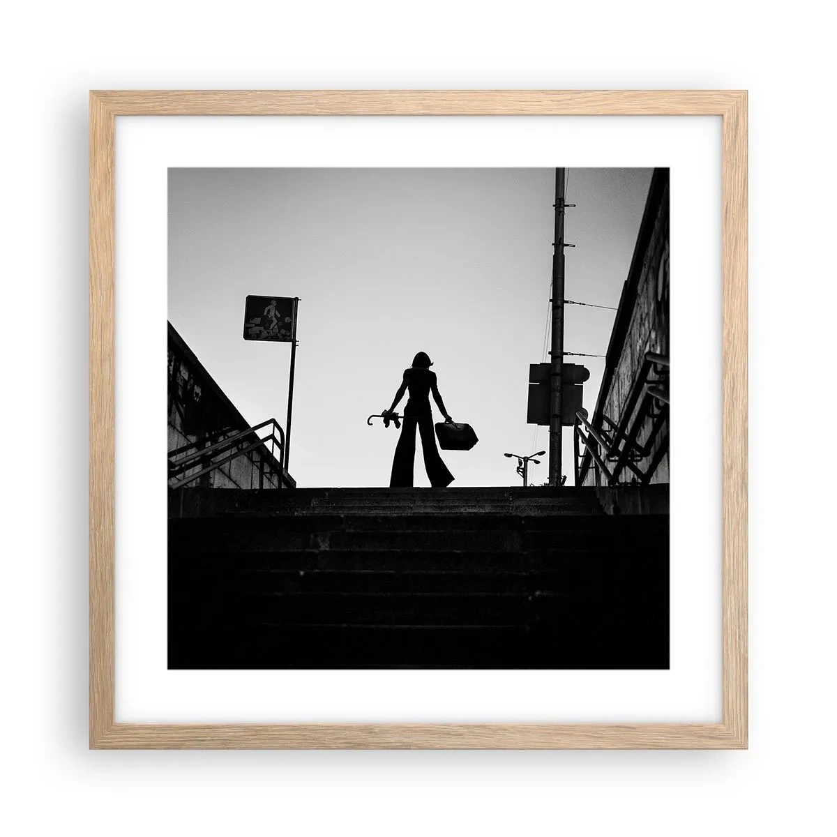 Poster in light oak frame - City Wander - 40x40 cm
