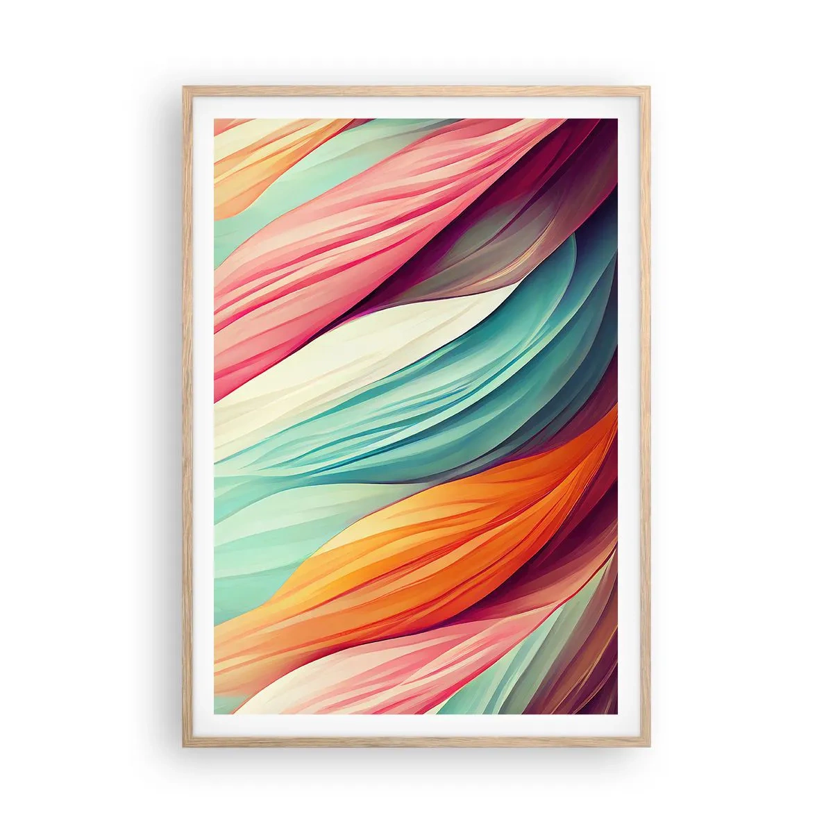 Poster in light oak frame - Rainbow Knot - 70x100 cm