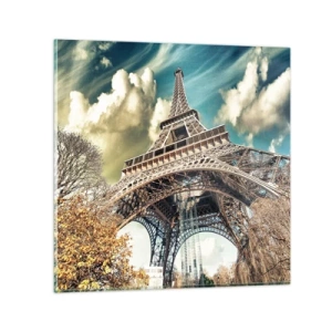 Glass picture - And in Autumn in Paris… - 30x30 cm