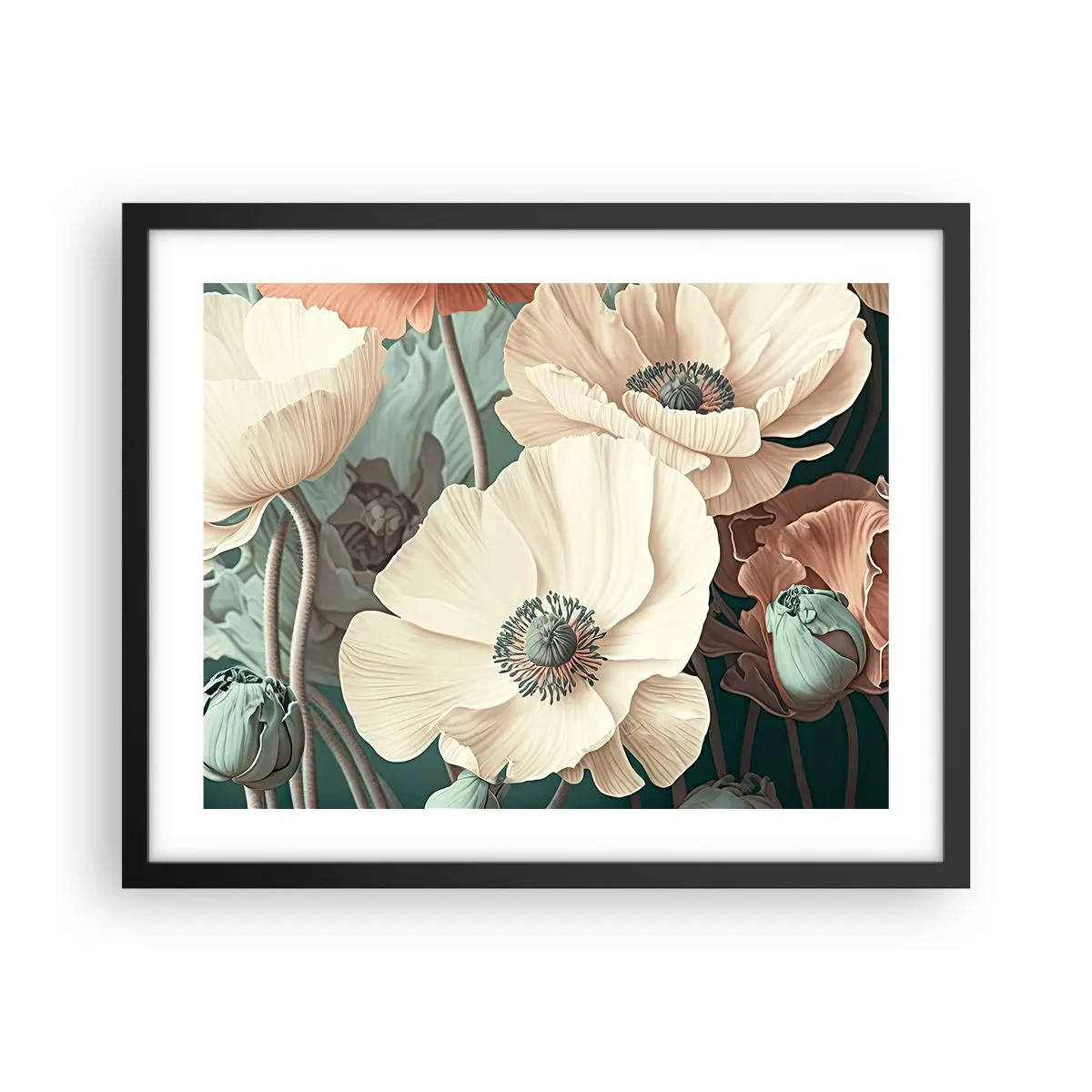 Poster in black frame - Whisper of the Poppies - 50x40 cm