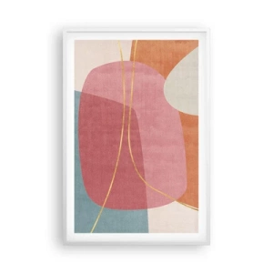 Poster in white frmae - Pastel Composition with a Golden Note - 61x91 cm