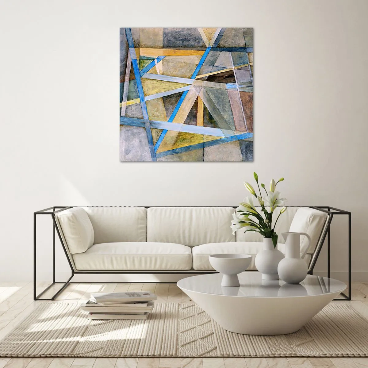Glass picture - Straight Or Slanted? - 70x70 cm