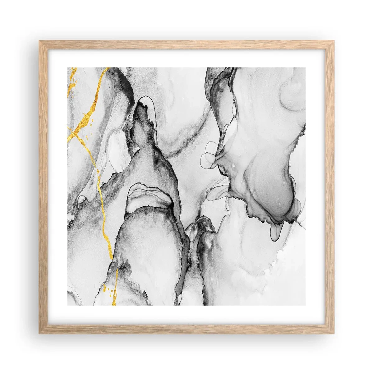 Poster in light oak frame - Composition with a Golden Motif - 50x50 cm