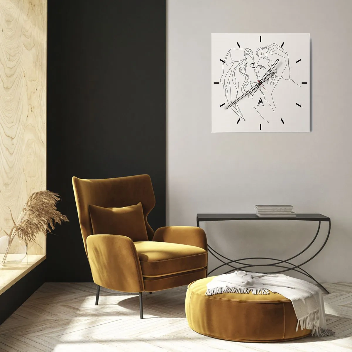 Wall clock - Clock on glass - Tangled up by a Feeling - 40x40 cm