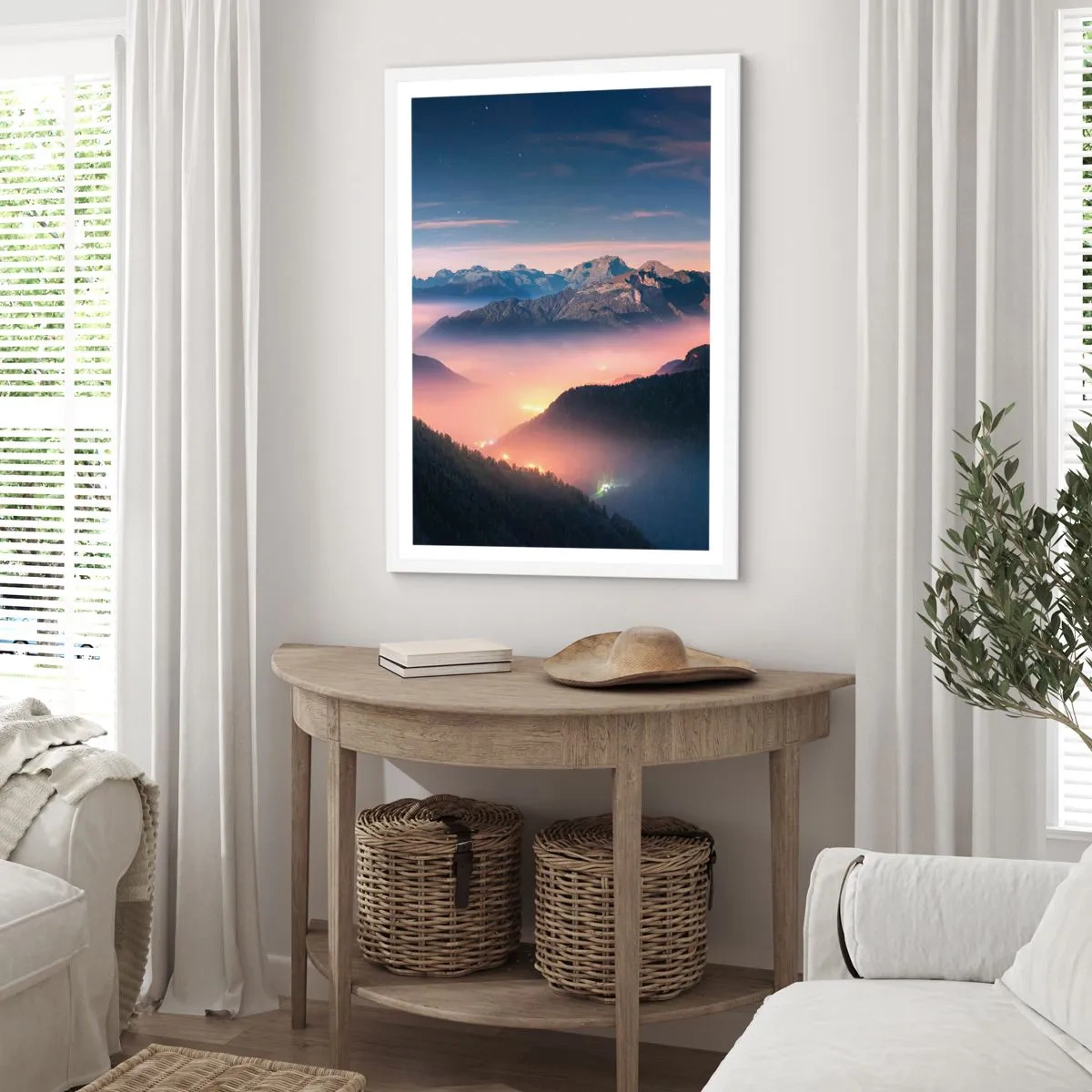Poster in white frmae - Light in the Valleys - 50x70 cm