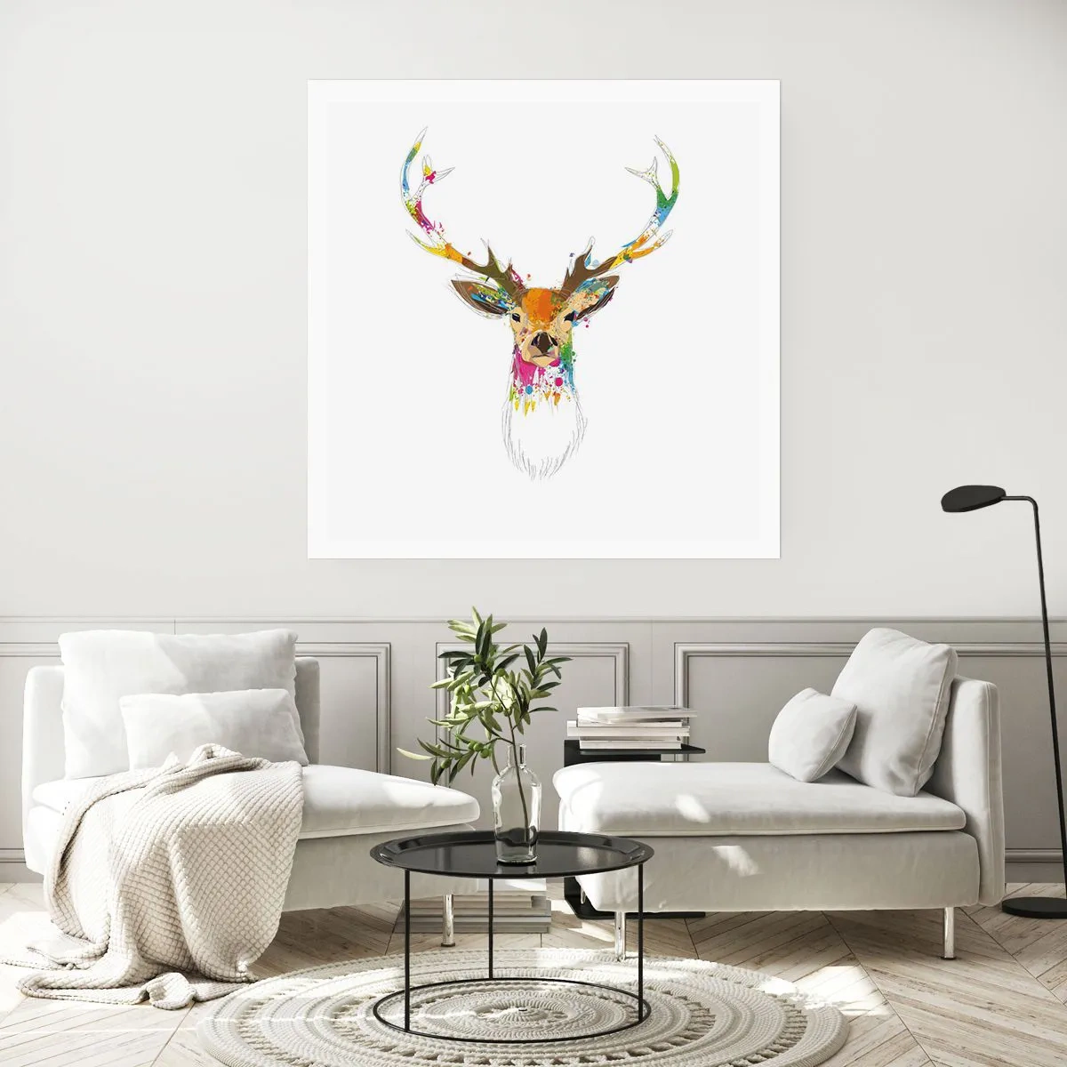 Poster - Deer Bathed in Colour - 30x30 cm