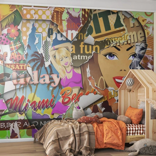 Self-Adhesive Photo Wallpaper Deluxe Sticker - Holiday Flashbacks - Graffiti, Mural, Painting Collage - 250x175 cm