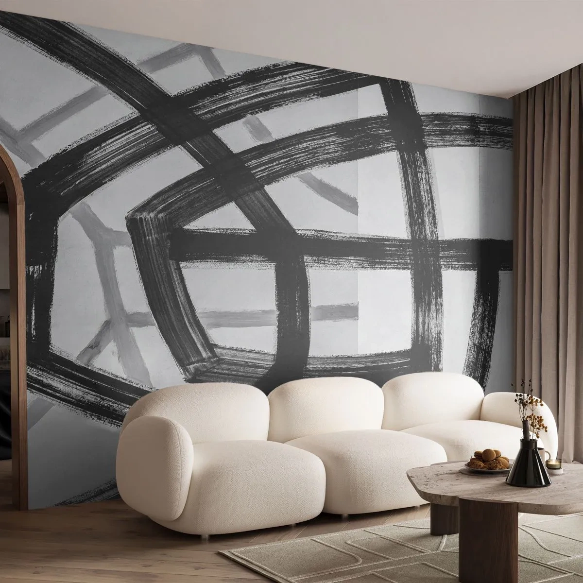 Photo Wallpaper Premium Sand - Building Depth - Dashes, Piece, Modern - 500x350 cm