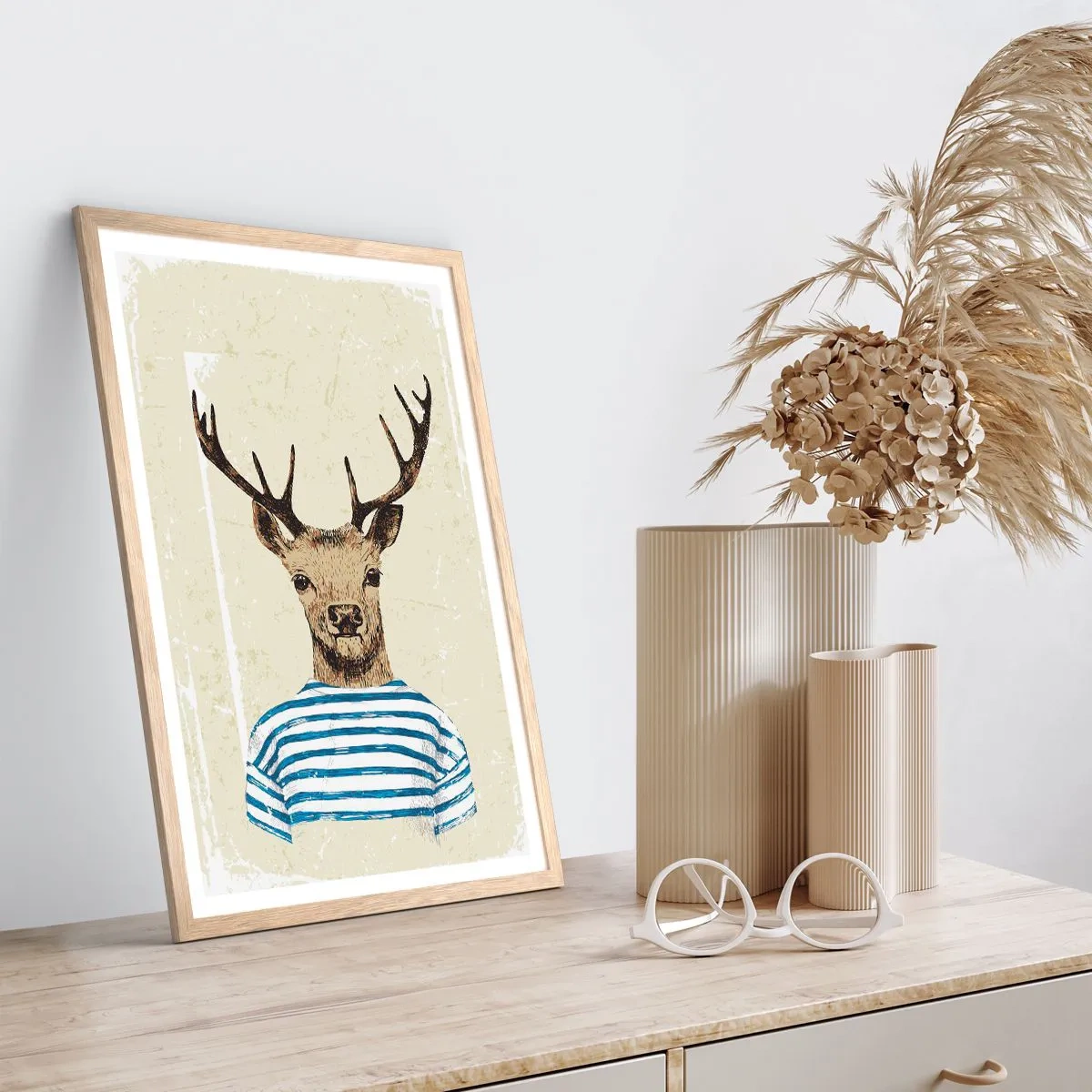 Poster in light oak frame - Becaue I Like Striped T-Shirts - 61x91 cm