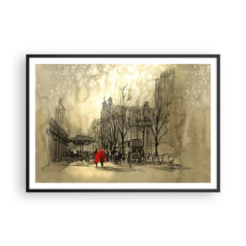 Poster in black frame - A Date in London Fog - 100x70 cm