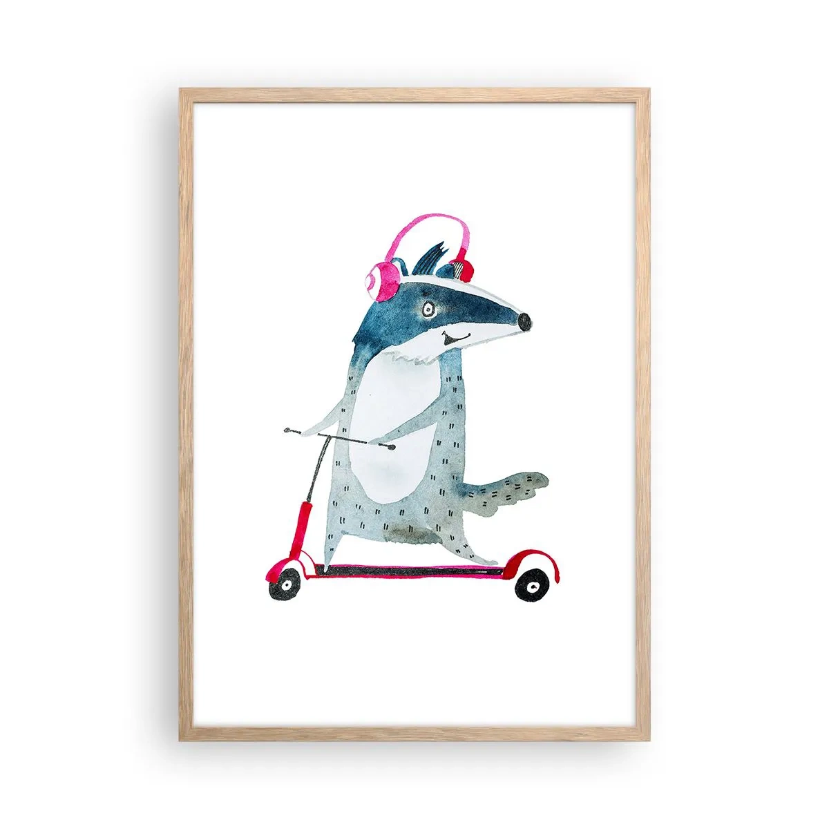 Poster in light oak frame - Joys of a Badger - 50x70 cm