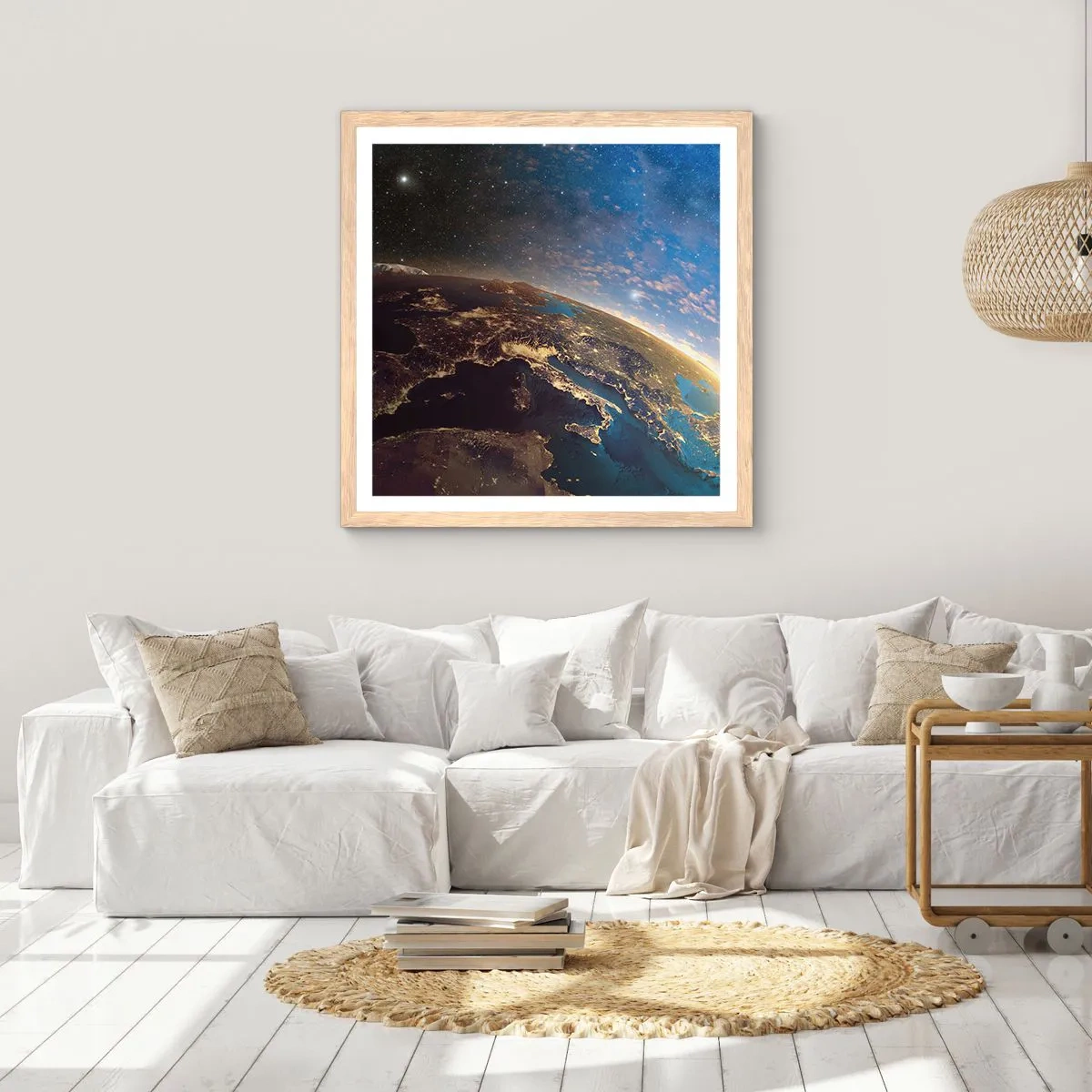 Poster in light oak frame - Let's Look at Each Other from a Distance - 30x30 cm