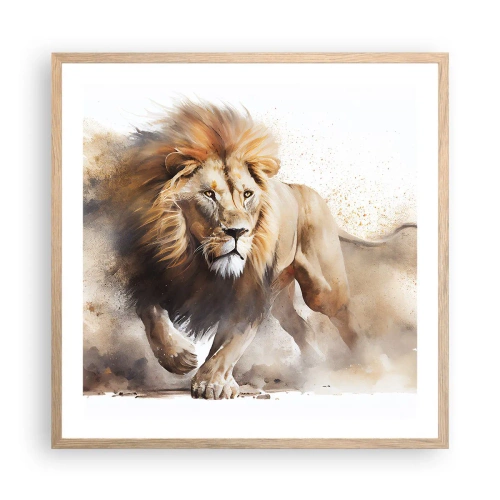 Poster in light oak frame - King is on the Move - 60x60 cm
