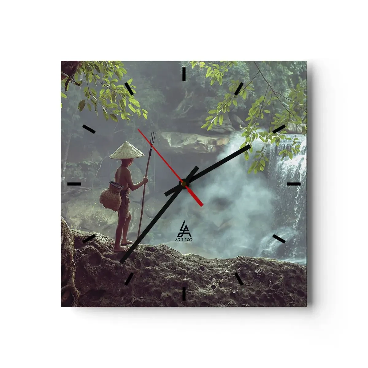 Wall clock - Clock on glass - Friends with Nature - 30x30 cm