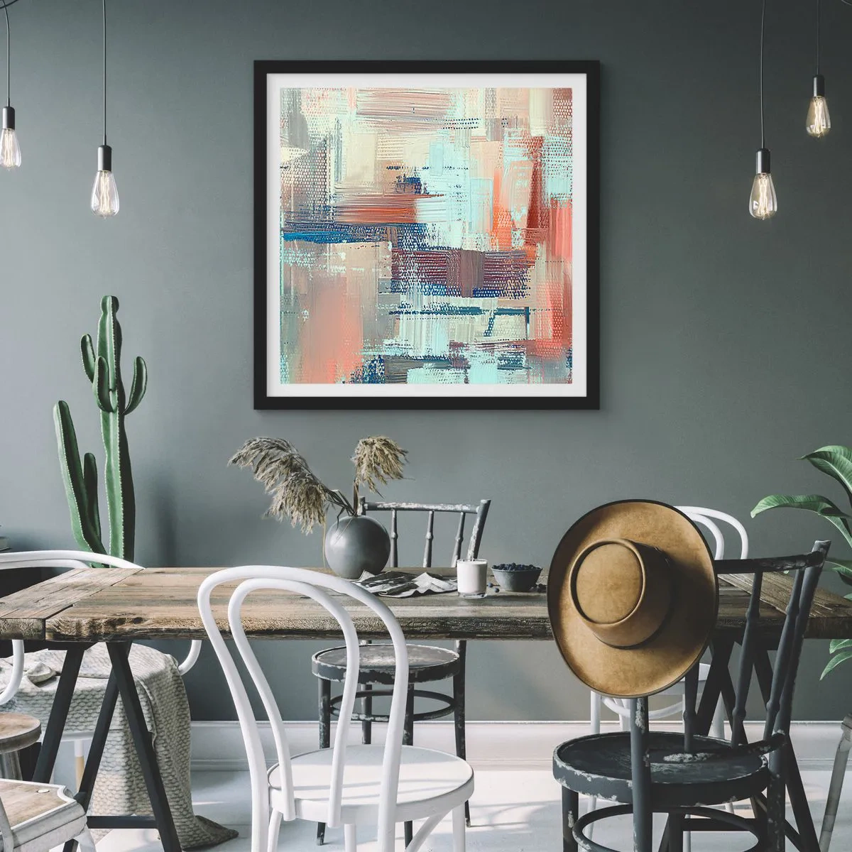 Poster in black frame - Reaching Light - 60x60 cm